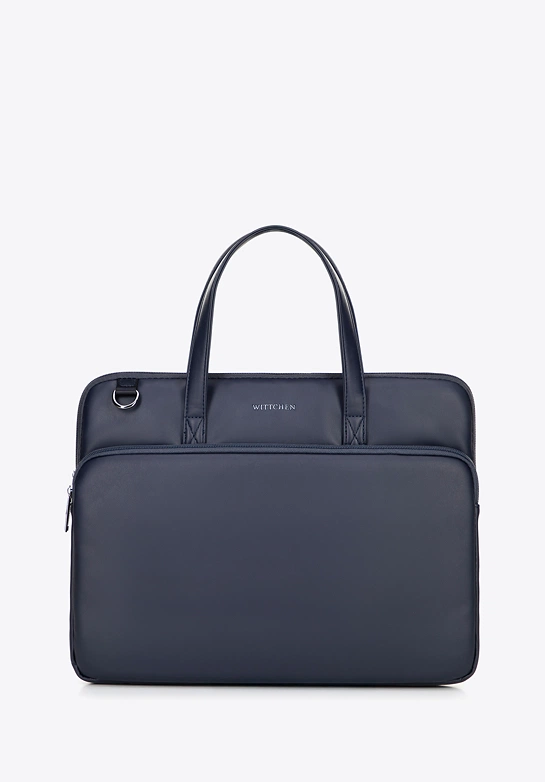 Męska torba na laptopa 16” z imitacji skóry granatowa