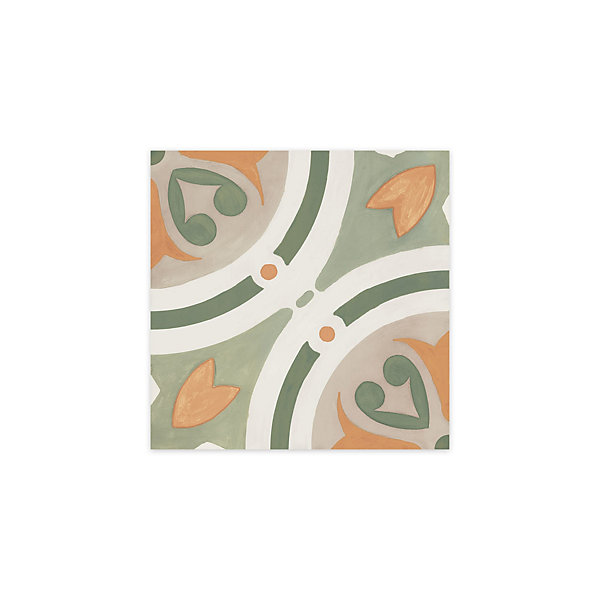 Carrelage effet Carreau ciment Saloria Vert 22,3x22,3x0,9 cm Solren - Sol et mur intérieur (vendu par carton de 0,65 m²) - RO'MA C