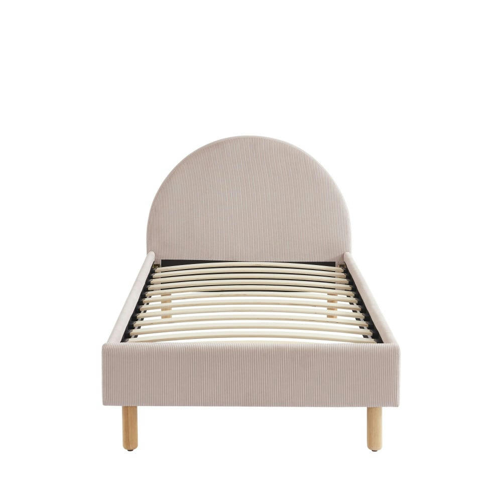 KIEL - Lit en velours côtelé 90x190cm rose