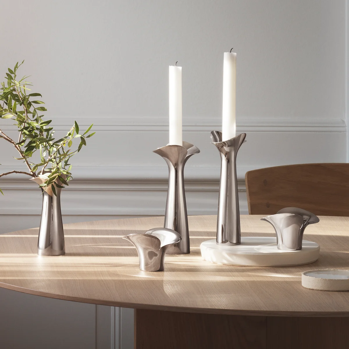 Georg Jensen - Bloom Botanica Teelichthalter 2er-Set, Edelstahl