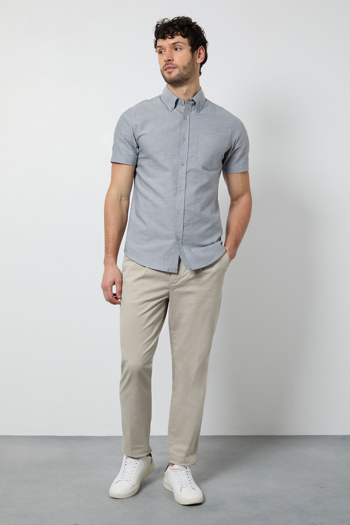 Burton Grey Short Sleeve Oxford Shirt