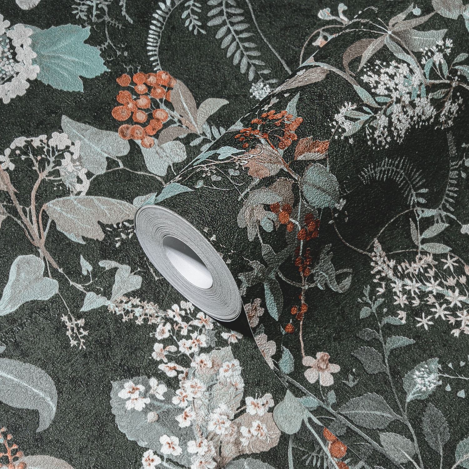 A.S. Création behang bloemen zwart, oranje en turquoise - 53 cm x 10.05 m - AS-388254