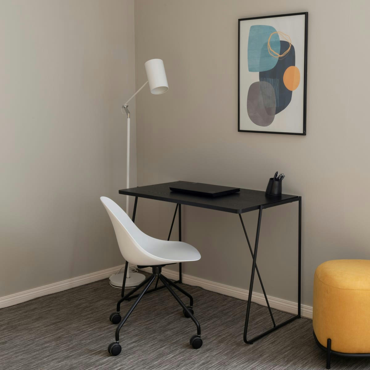 SWIMMY - Chaise de bureau design à roulette en plastique blanc