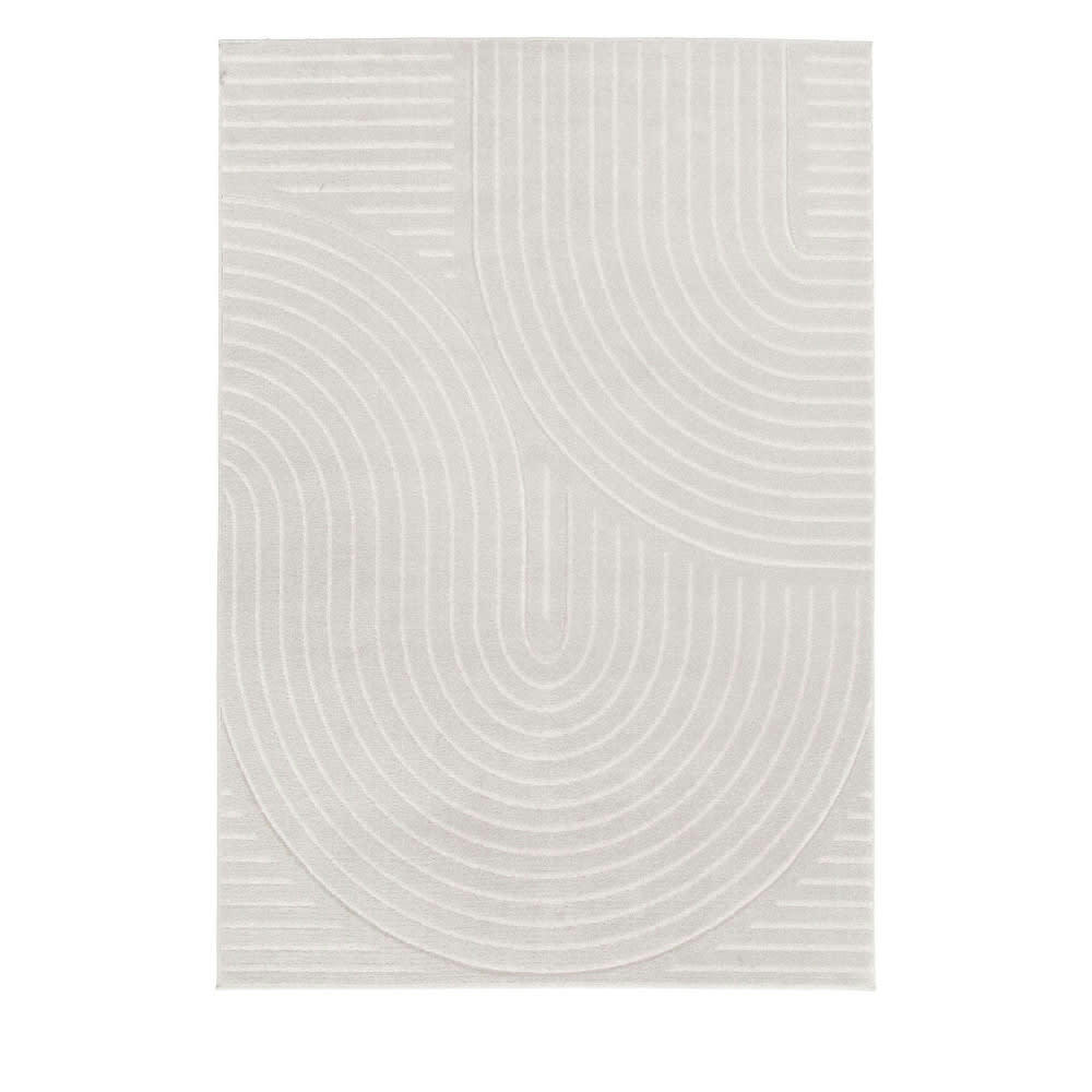 NORA - Tapis contemporain à motif géométrique ecru 160x230 cm