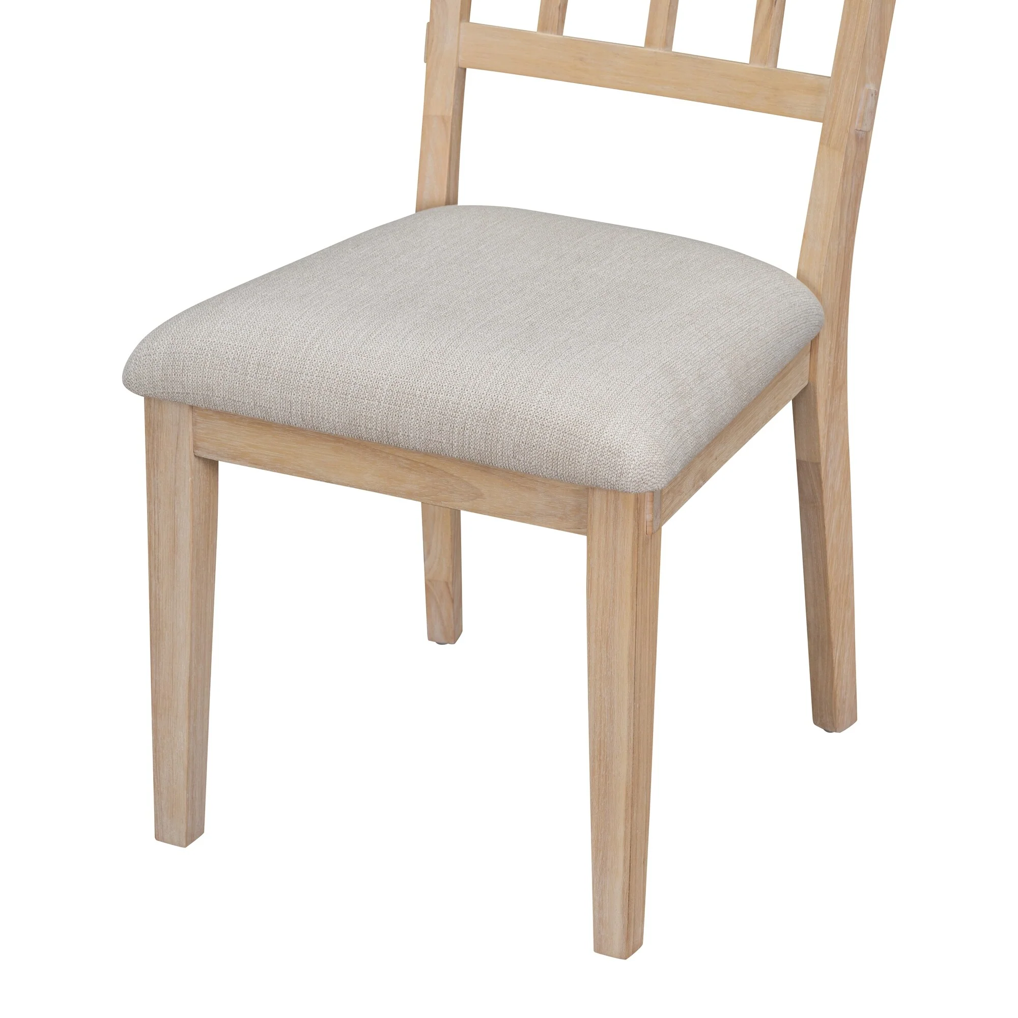 Rustic Style 5-piece Dining Set with Round Table, 3 Upholstered Chairs and Side Chairs