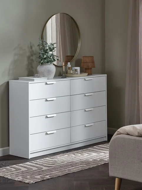 Kommode JENSLEV 4+4 skuffer hvid