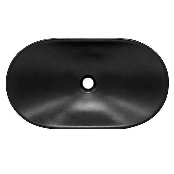 Lavabo en céramique noir mat vasque à poser pour salle de bain 630x360x155 mm