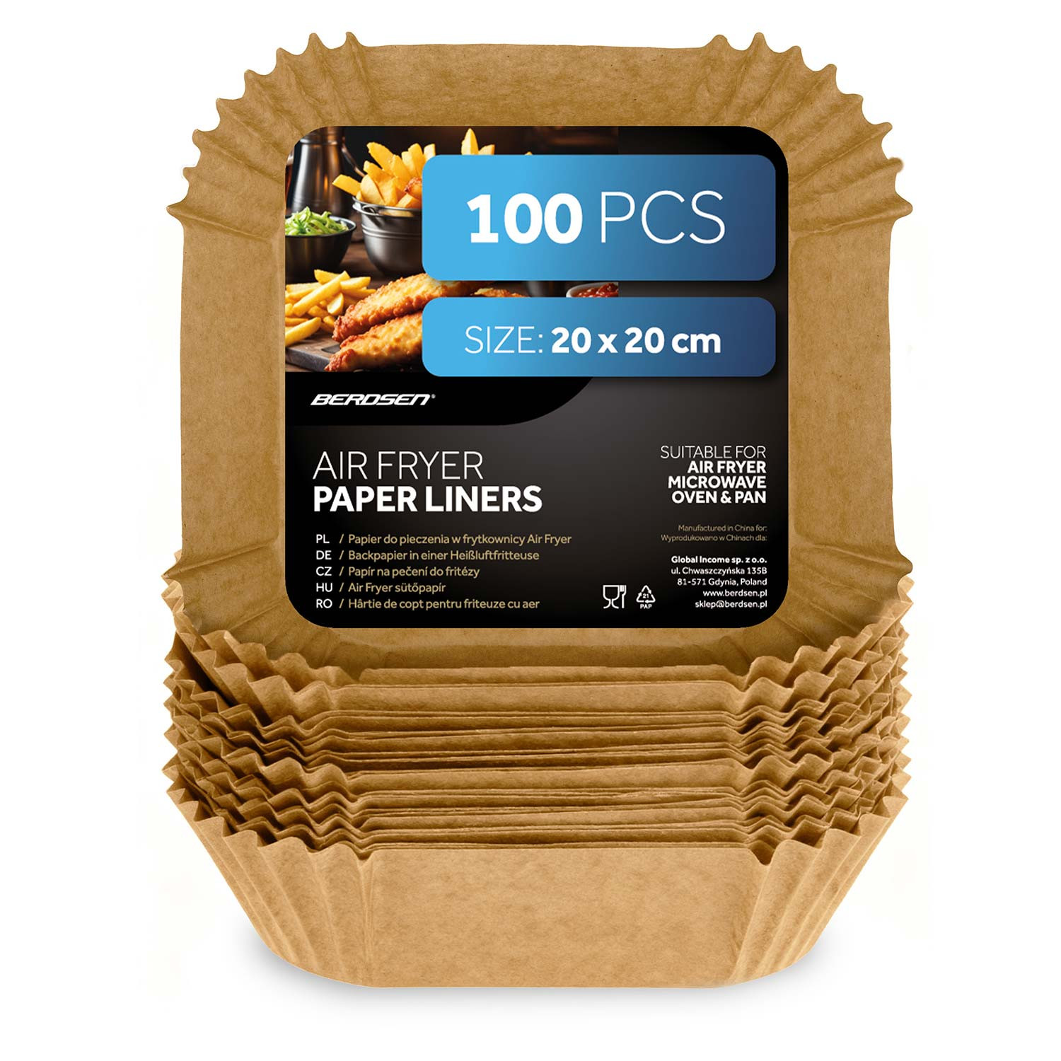 Papier do pieczenia Berdsen wkładki do frytkownicy 100 szt. 20 cm 364905