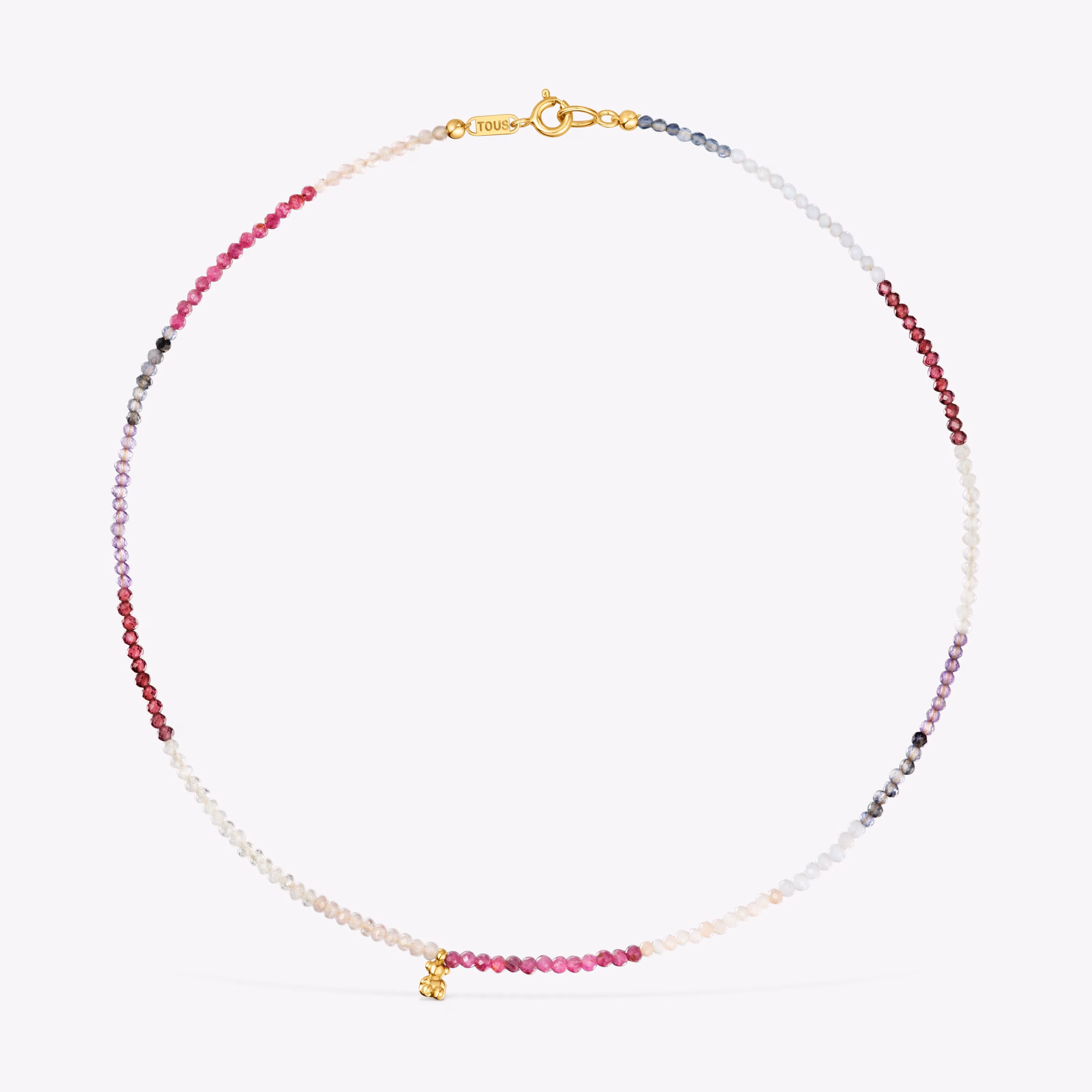 Collar corto con baño de oro 18 kt sobre plata y turmalinas Bold Bear