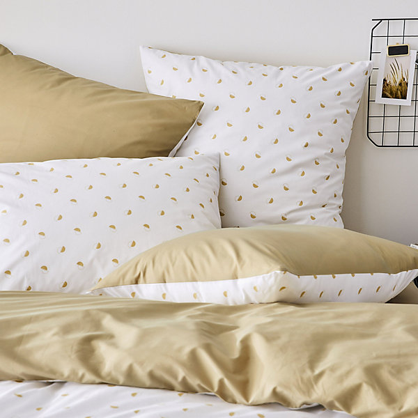 Parure de couette en percale de coton au style géométrique (260x240 cm - Beige)