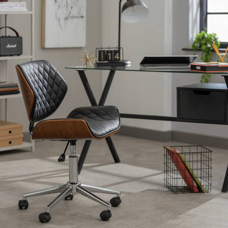 Habitat Sorel Faux Leather Office Chair - Black & Brown