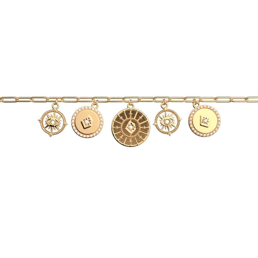 Bracelet Astrale Pampille, cuir réversible Bronze / Terre Cuite