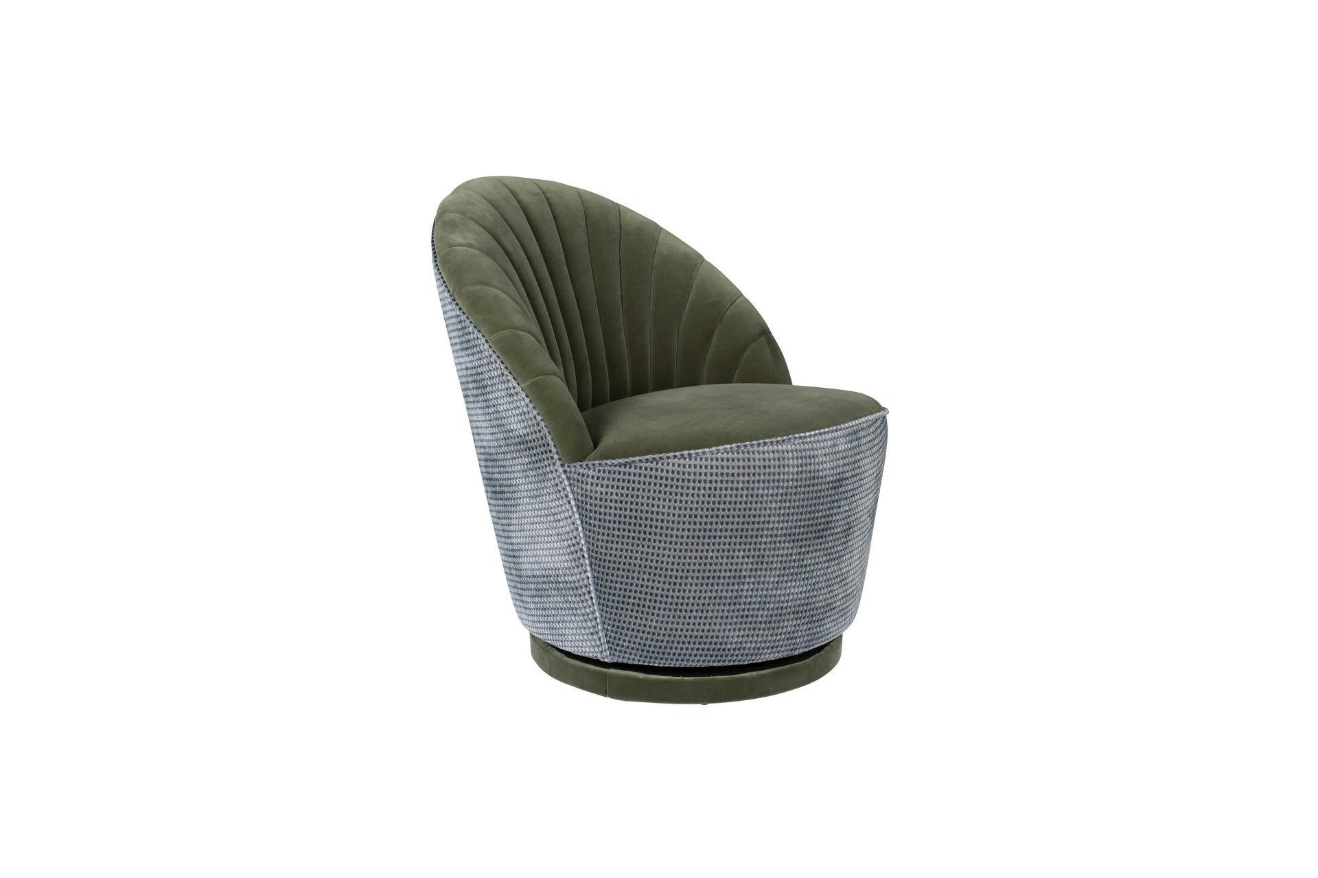 STITCHED - Fauteuil en velours vert olive