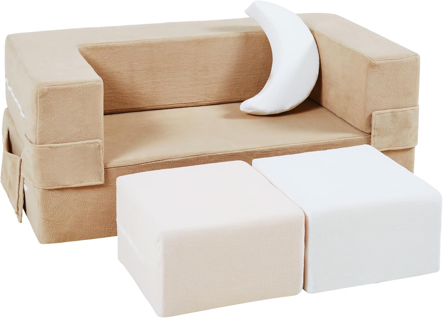 Elftopia Modular Kids Sofa,Toddler Couch Foam Armchair for Kids,Children Convertible Plush Sofa Play Set,Fold Out SofaBed(Classic Color)