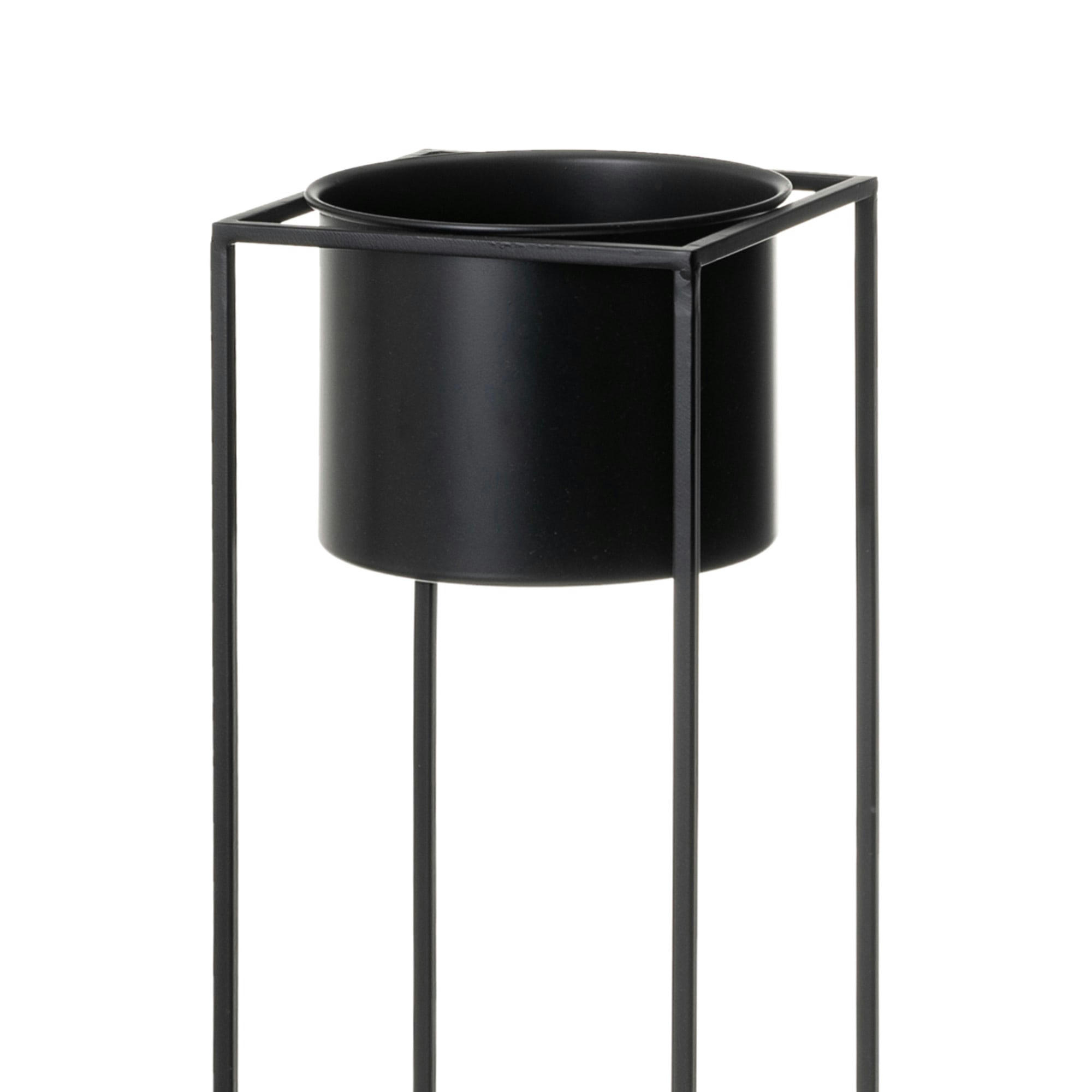 - Set de 2 supports pots plante en métal noir 20x20x76cm