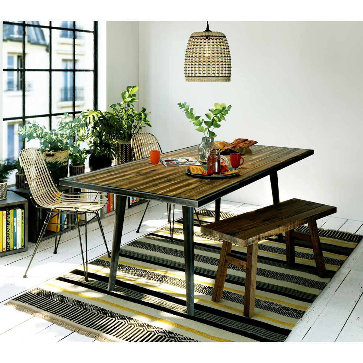 MELODY - Chaise rotin naturel et métal