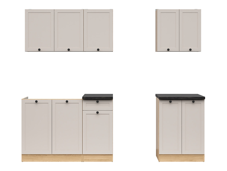 Komplet kuchenny Junona Line A 180 cm dąb bernstein/uni kaszmir z blatem