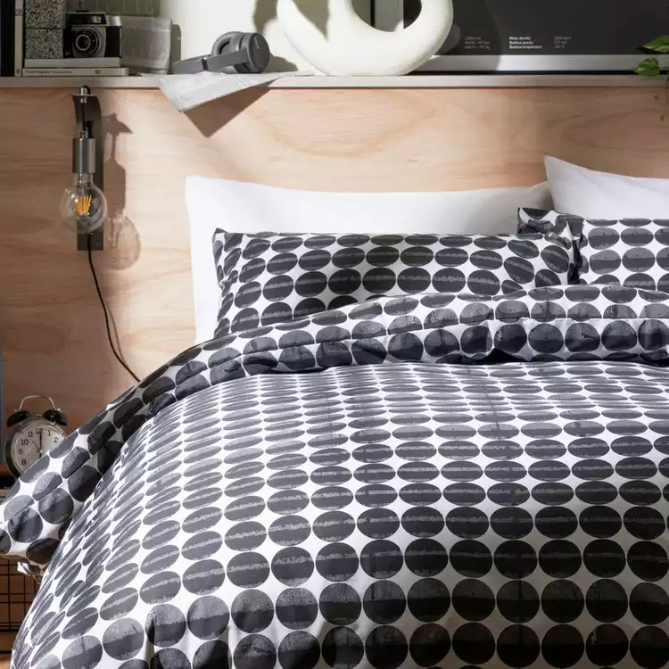 Habitat Industrial Spot Black & White Bedding Set - Single