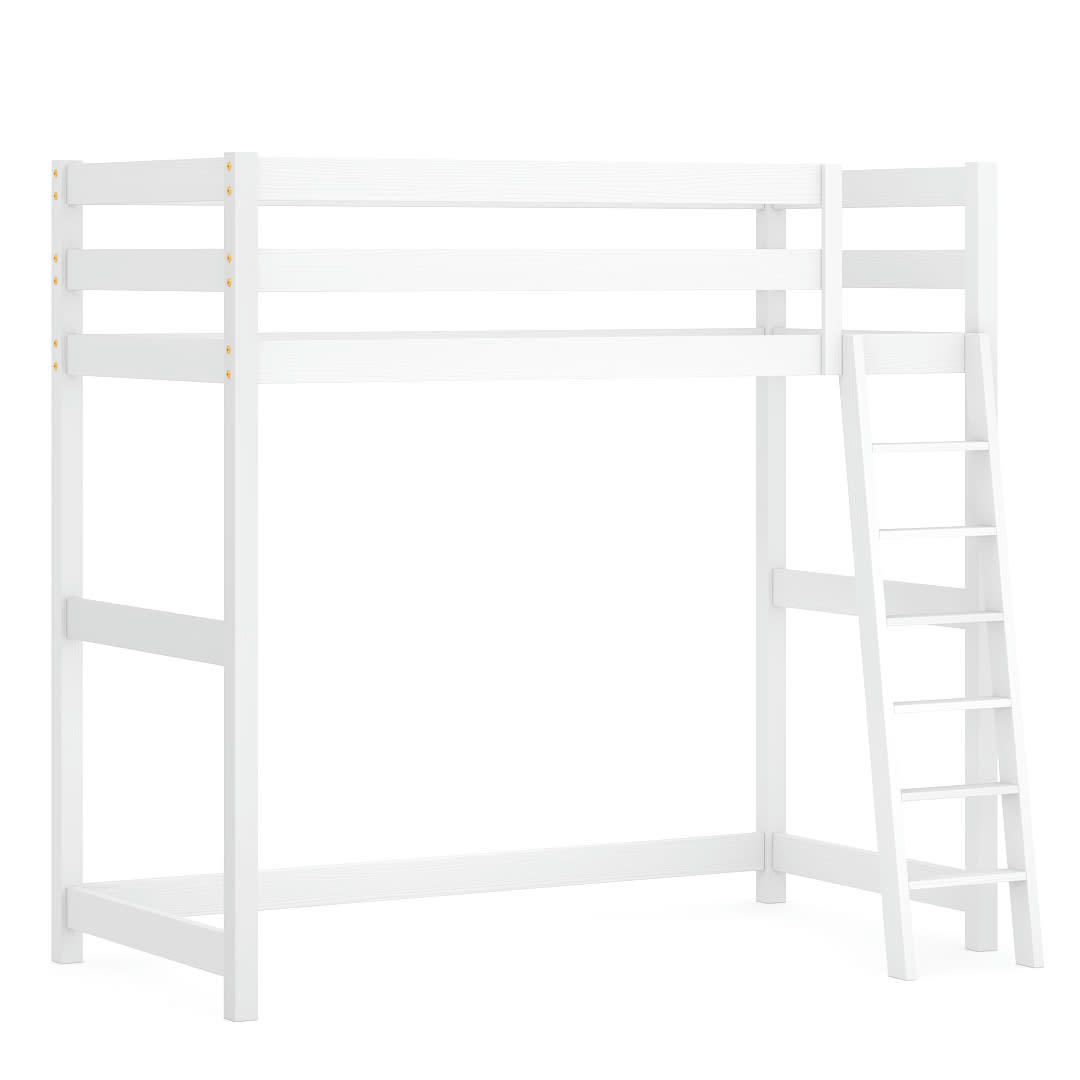 - Lit mezzanine en pin massif 190x90 blanc