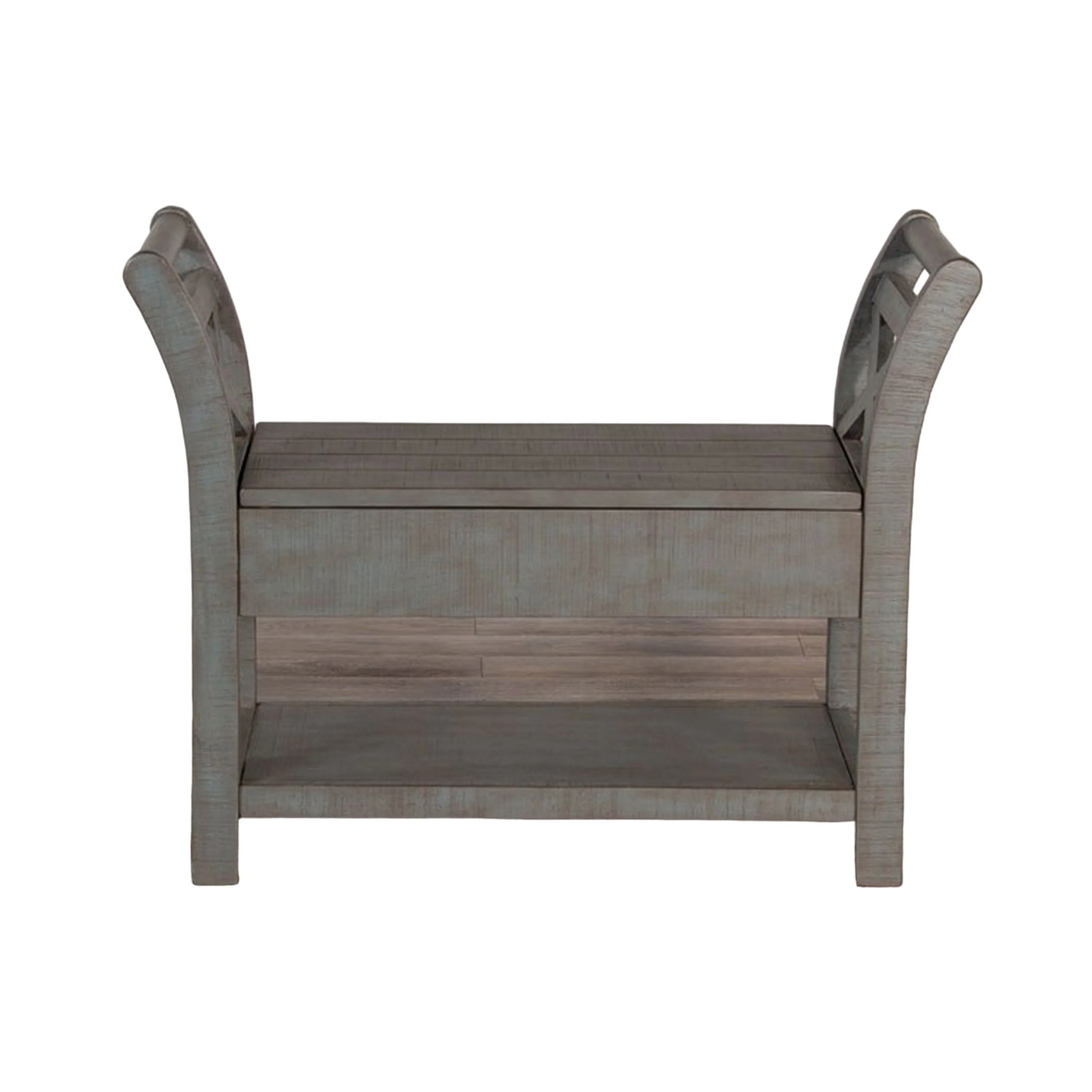 Rany 36 Inch Accent Bench with X-Panel, Storage, Light Blue Mahogany