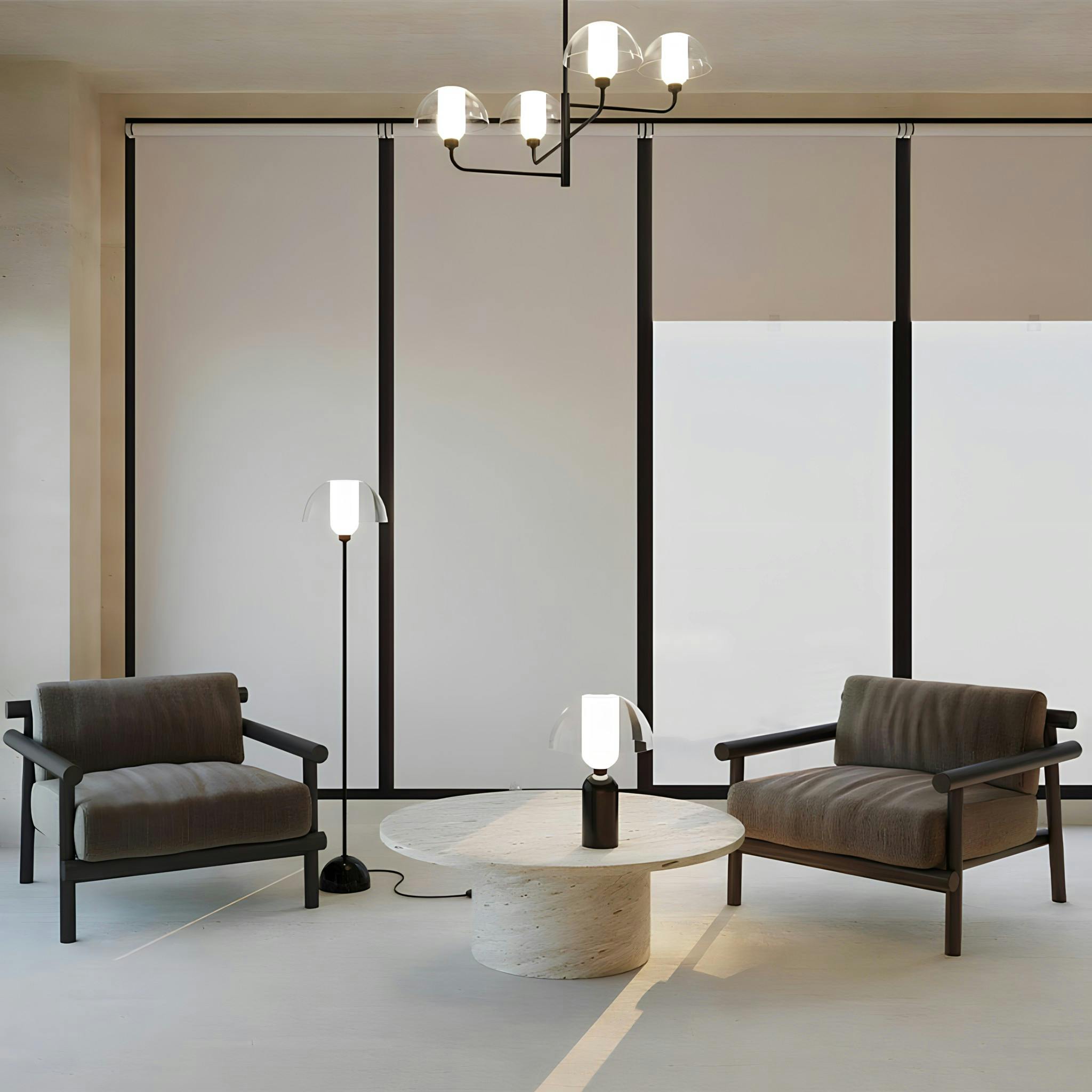 Suspension noire moderne – 4 dômes verre & opalin WINDER