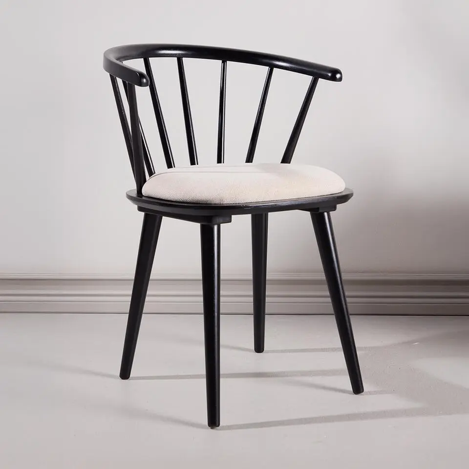 Nest living Paco Houten Eetkamerstoel Vast Zitkussen - Zwart