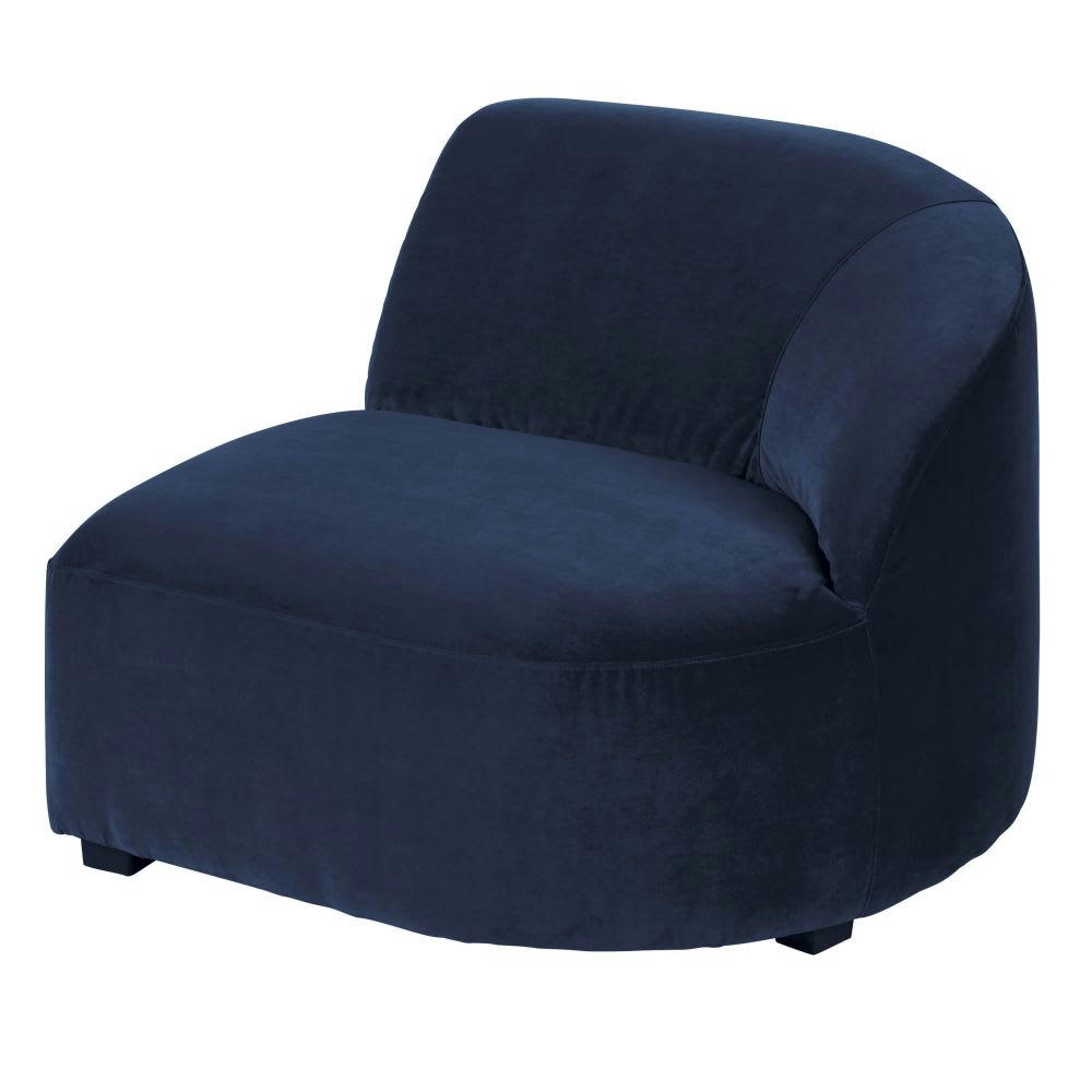 Virgile - Accoudoir droit pour canapé modulable en velours bleu nuit