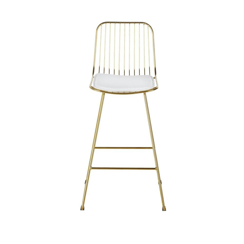 Huppy - Chaise pour îlot central en métal doré et blanche H65