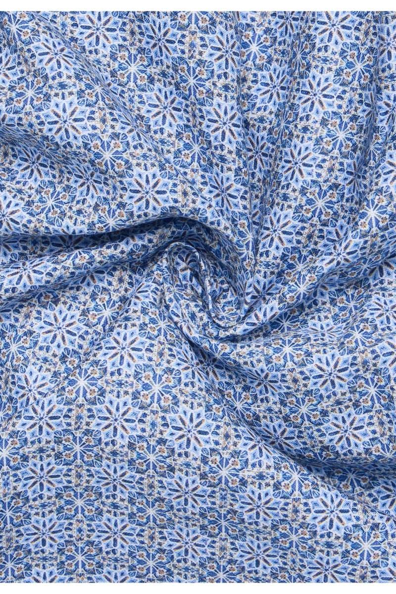 ETERNA 1863 Slim Fit Leinenhemd blau, Bedruckt