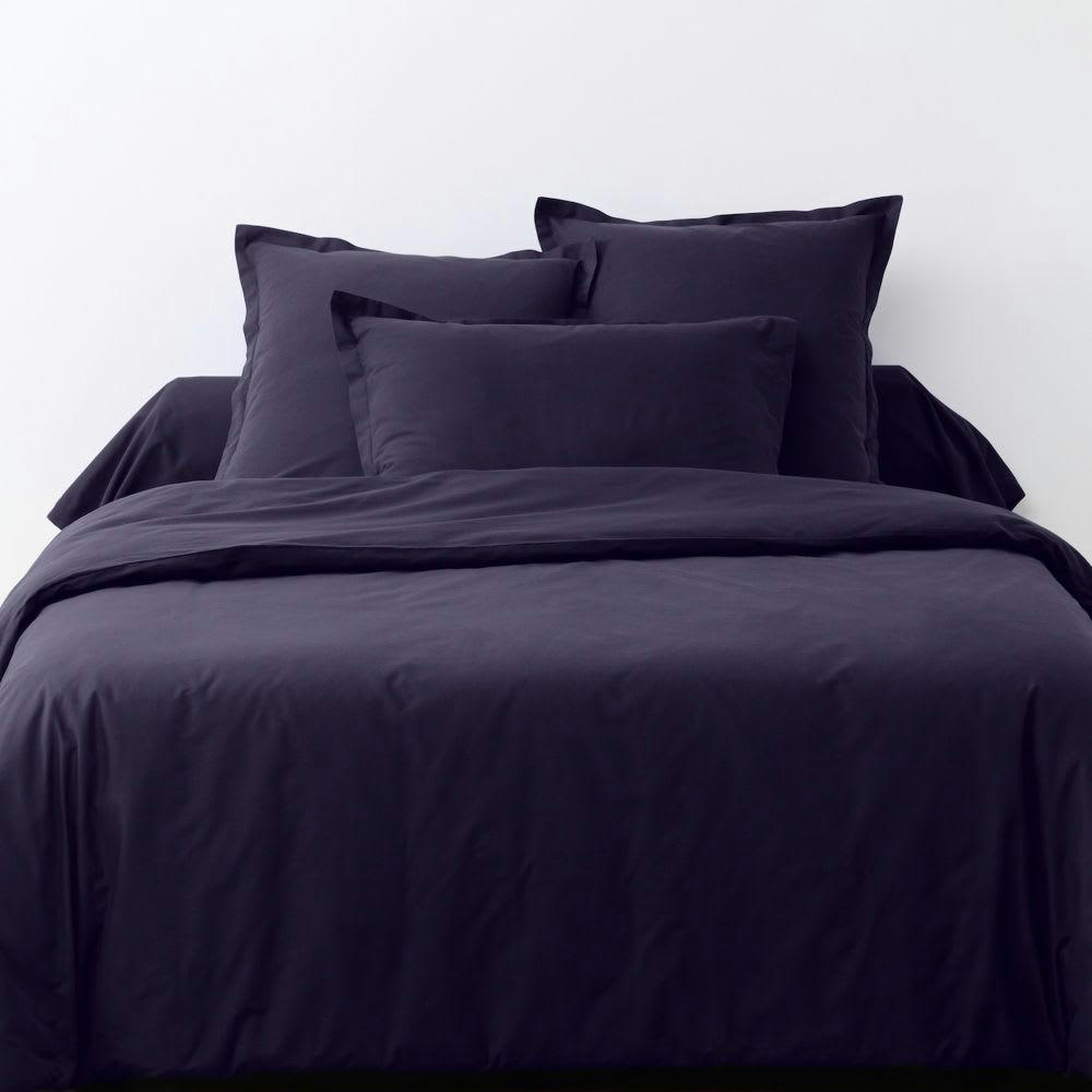 - Parure de lit 2 places coton unie bleu impérial 220x240 cm