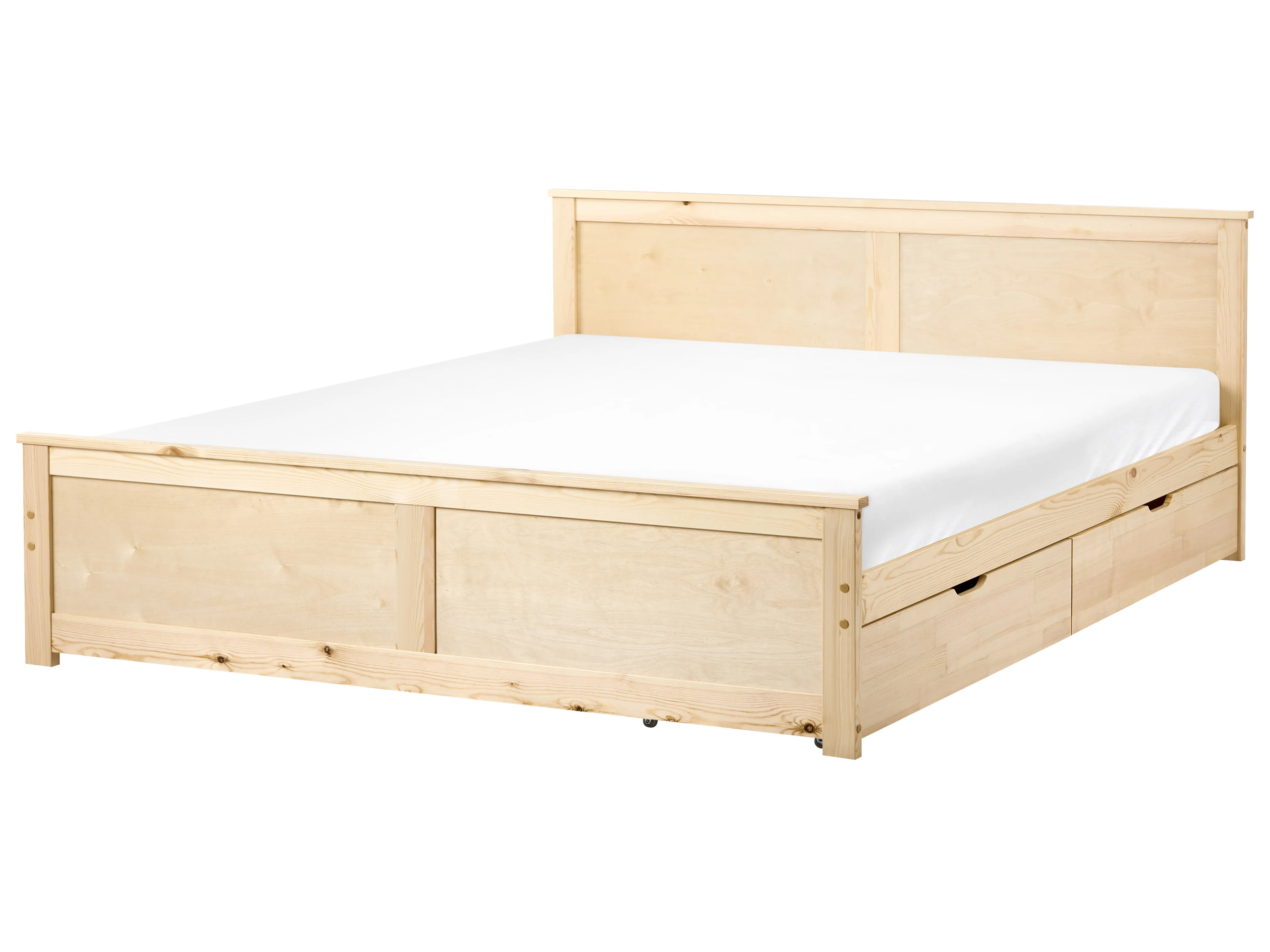 Bed with 2 Drawers Pine Wood DAUPHIN 180 x 200 cm (EU Super King) Light Brown