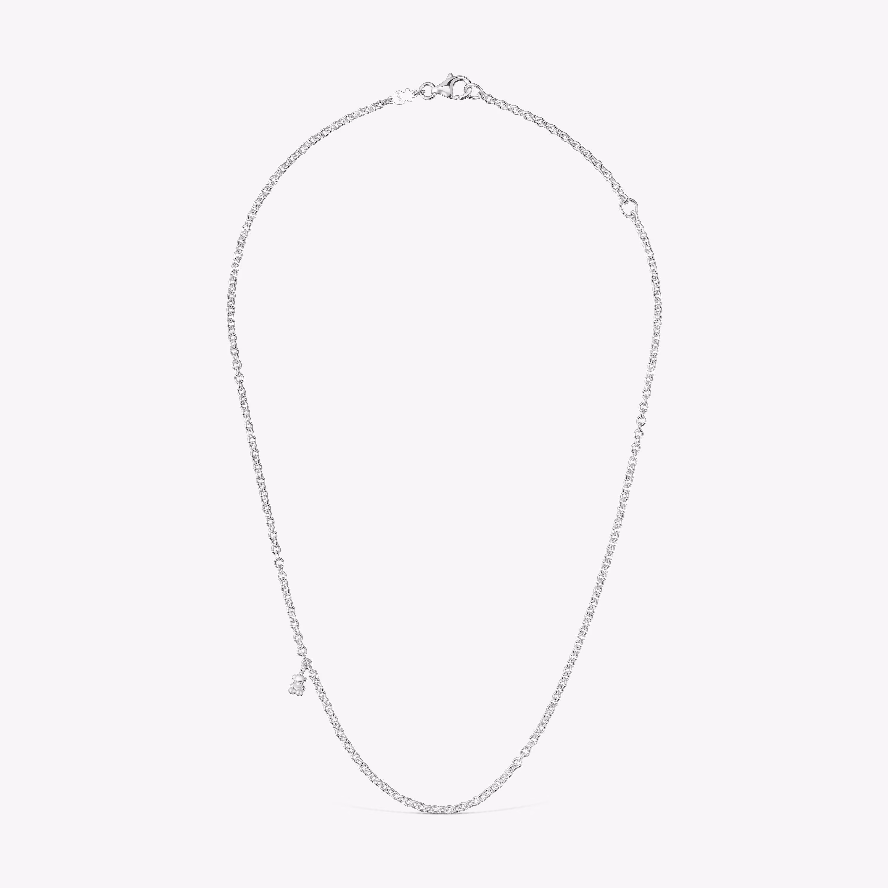 Collar corto de plata con anillas redondas Bold Bear