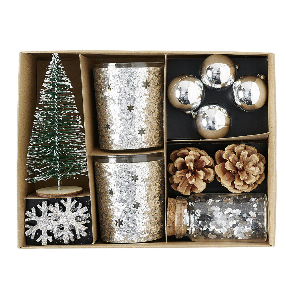 Set de No&euml;l décoration de table argenté