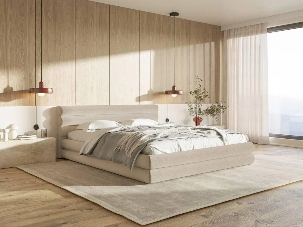 Gestoffeerd bed Alvaro chenille 160 x 200 met beddengoedcontainer