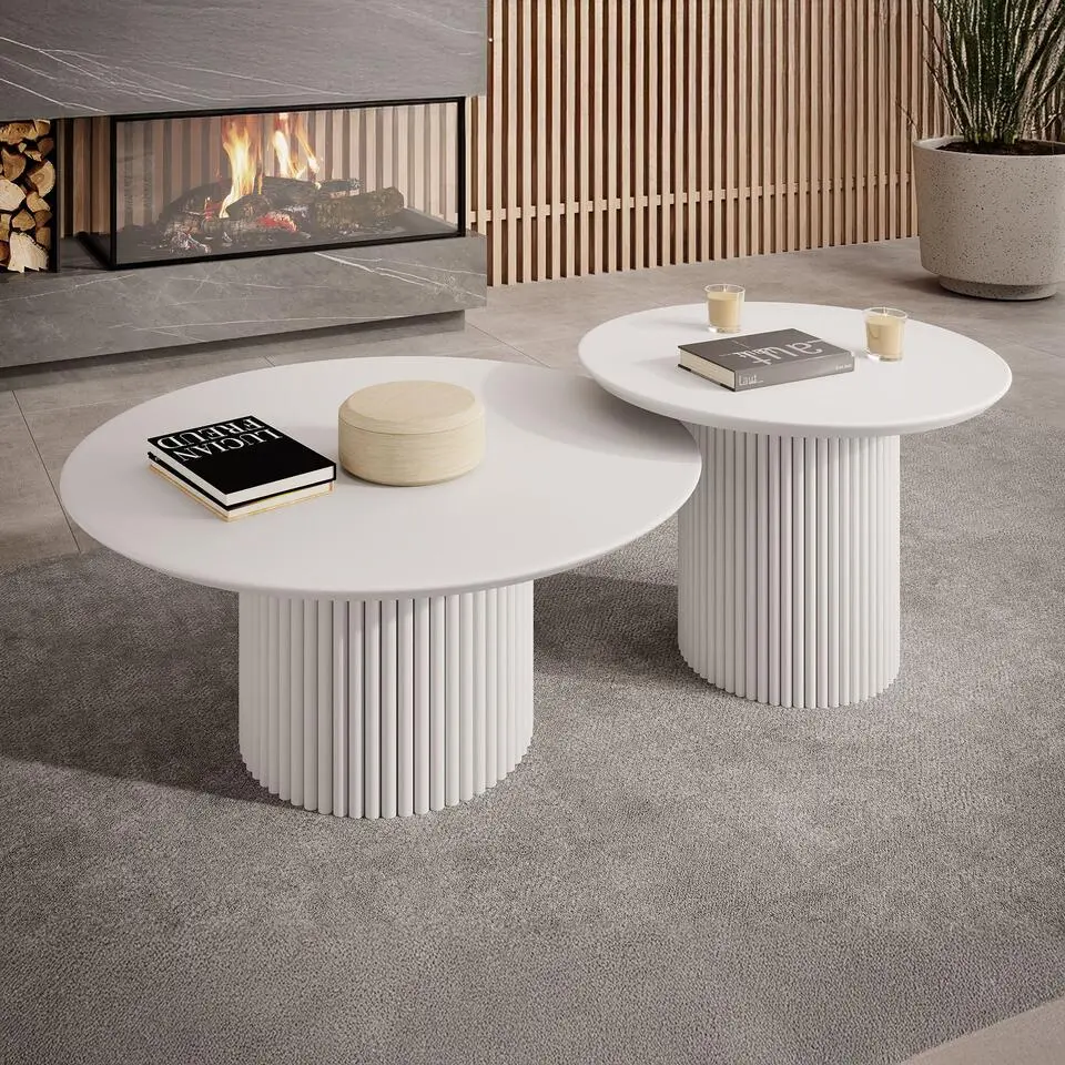 Meubella - Salontafel Mixx - Wit - Set van 2