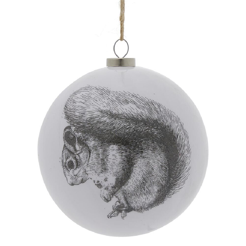 Boule de No&euml;l blanche motif gravure esprit scandinave nature - 4 modèles