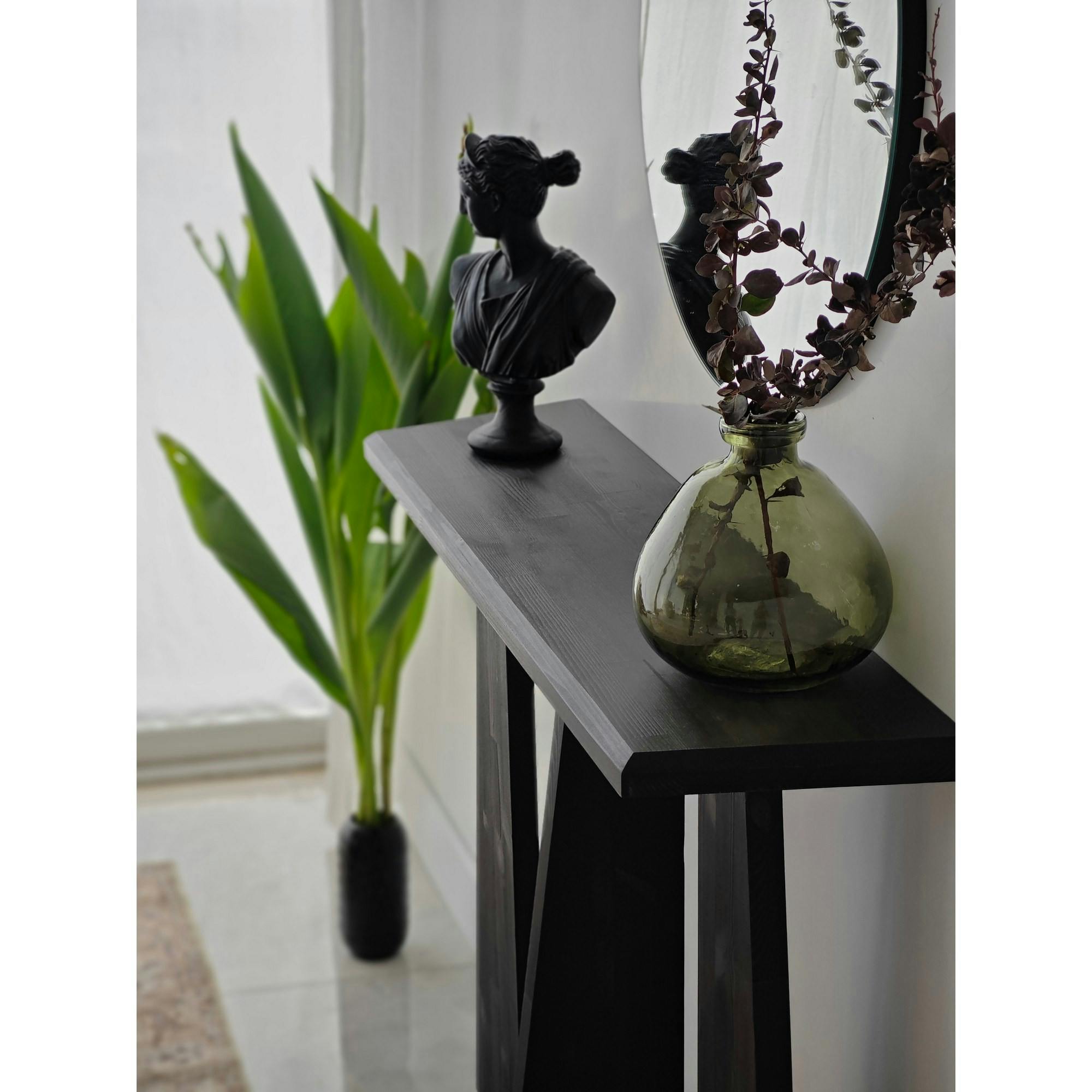Console d'entrée en bois anthracite - 3 pieds SITIA