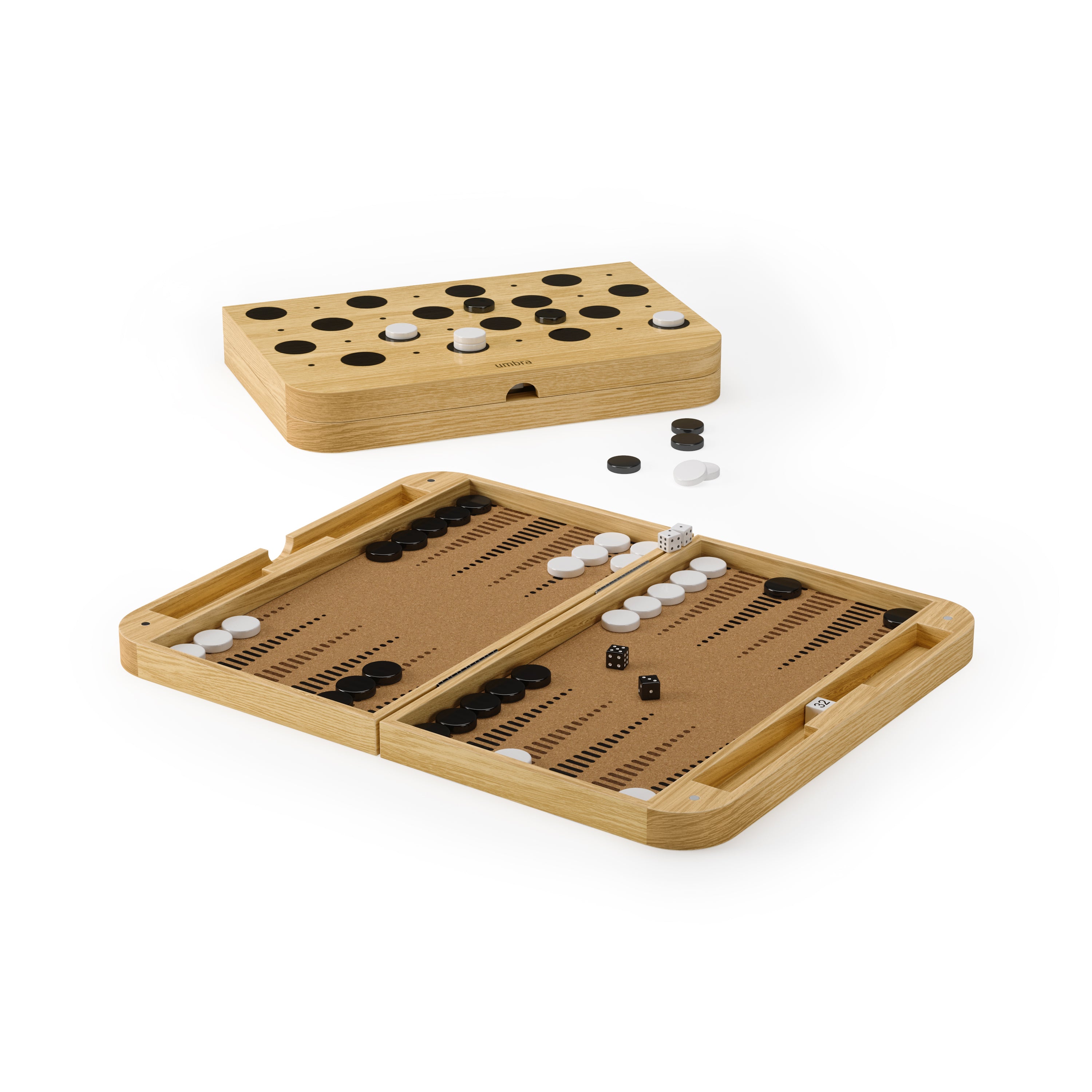 Umbra bordspel voor backgammon en dammen Blitz - 37 x 24 x 5 cm - naturel