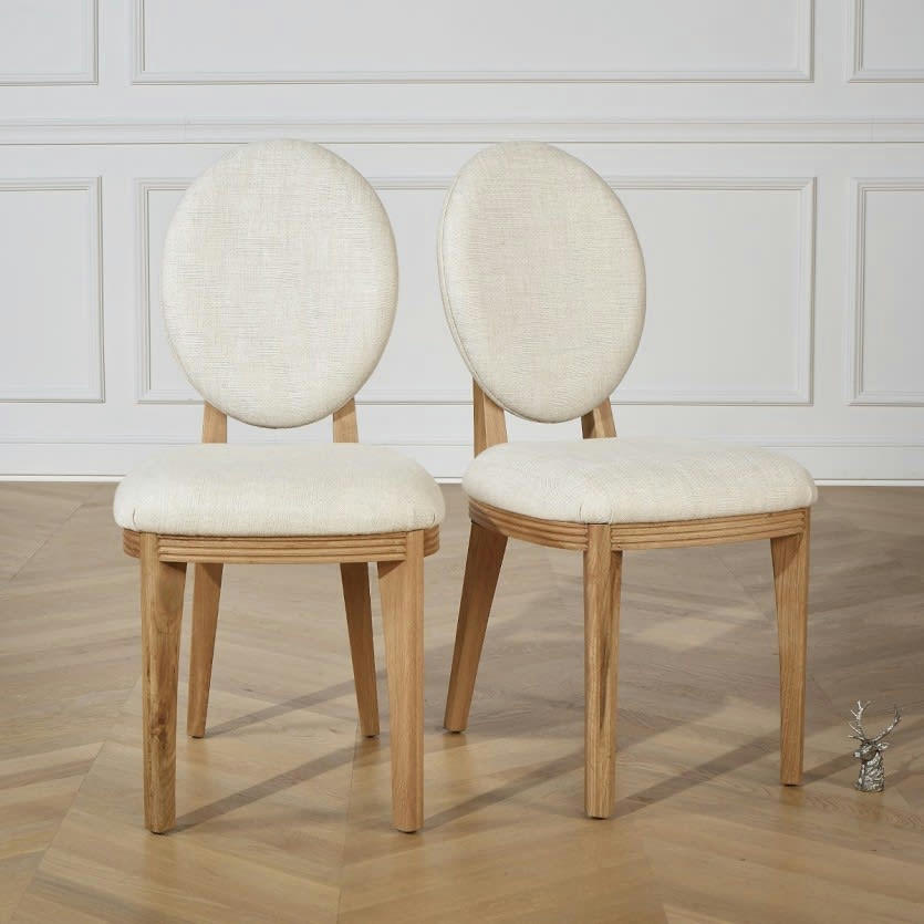 CALVIN - Lot de 2 chaises en chêne et lin