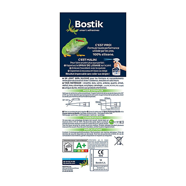 Mastic d’étanchéité spécial cuisine translucide Bostik Joint Parfait tous matériaux, cartouche de 280 ml