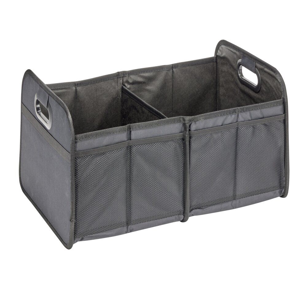 Panière de rangement rétractable 2 compartiments polyester noir 50x32xH27cm