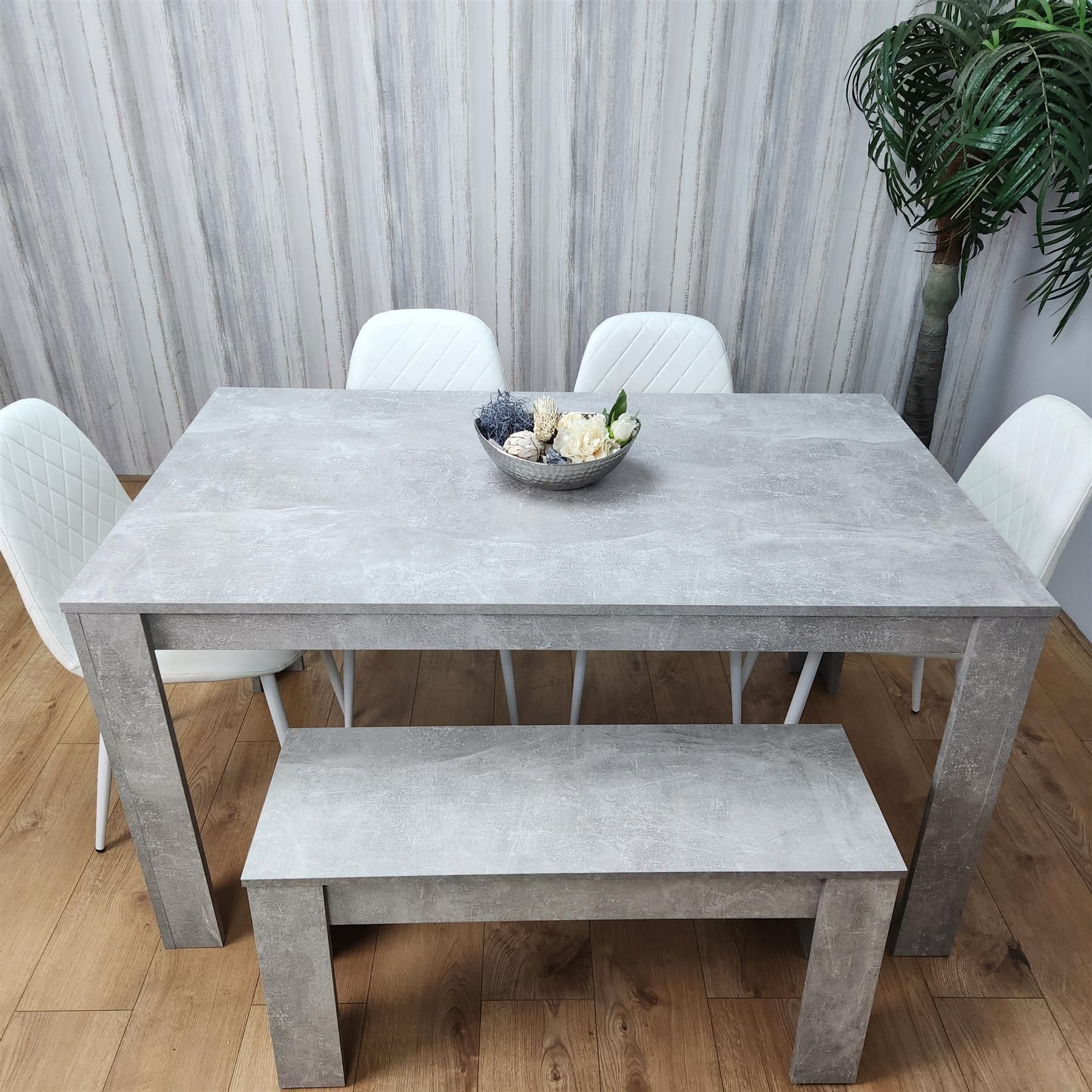 KOSY KOALA KOSY KOALA Wooden Rectangle Dining Table Set With 4 white Chairs And Bench Stylish Dining Room Set
