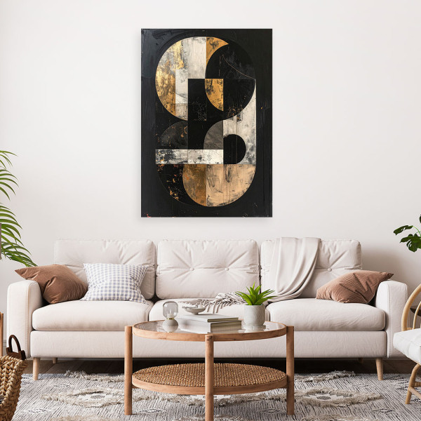 Obraz do salonu sypialni loftu biura, Abstrakcja geometryczna czarno 20x30