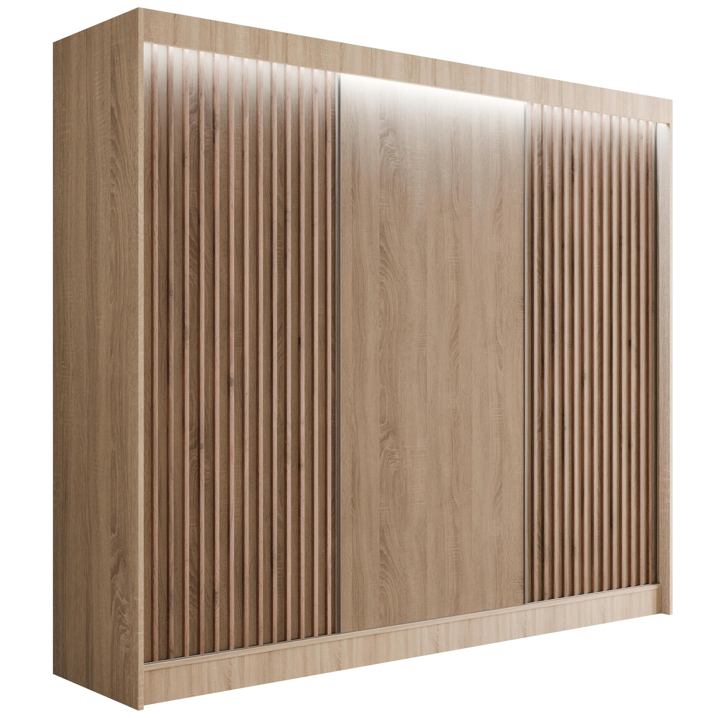Szafa LED z drzwiami przesuwnymi i lamelami VILANv2 250 x 215 cm