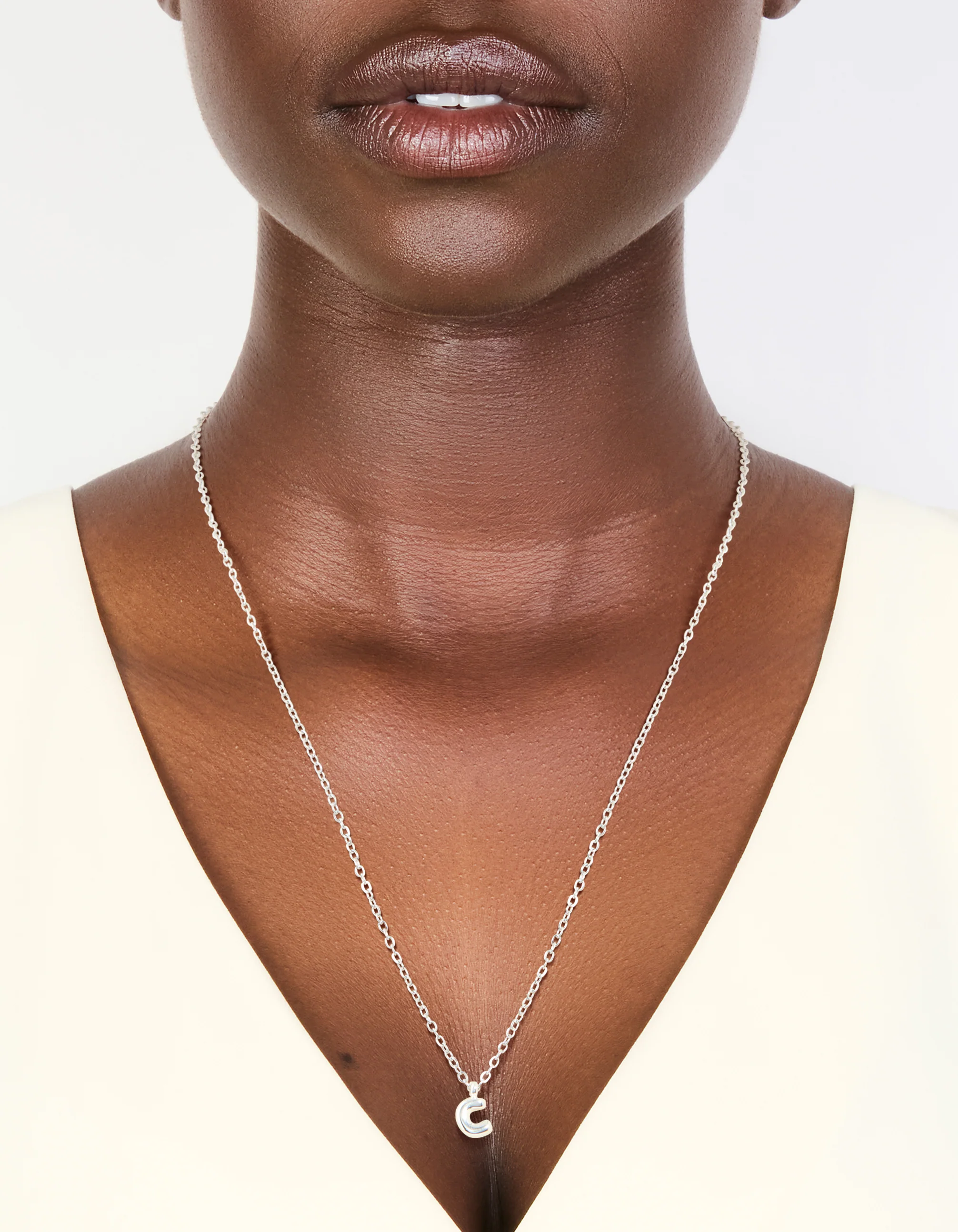 Waterproof Stainless Steel Mini Bubble Letter C Necklace