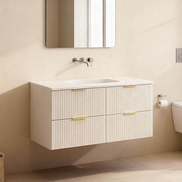Ensemble de salle de bains NOXERA 120 cmMarron congoMeuble 4 tiroirs et plan pour vasque
