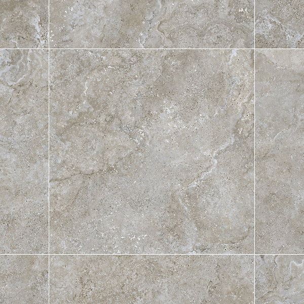 Carrelage effet Travertin Gris Marron 90x90x0,9 cm In&Out Castorel - Sol et mur intérieur et Sol extérieur (vendu par carton de 1,