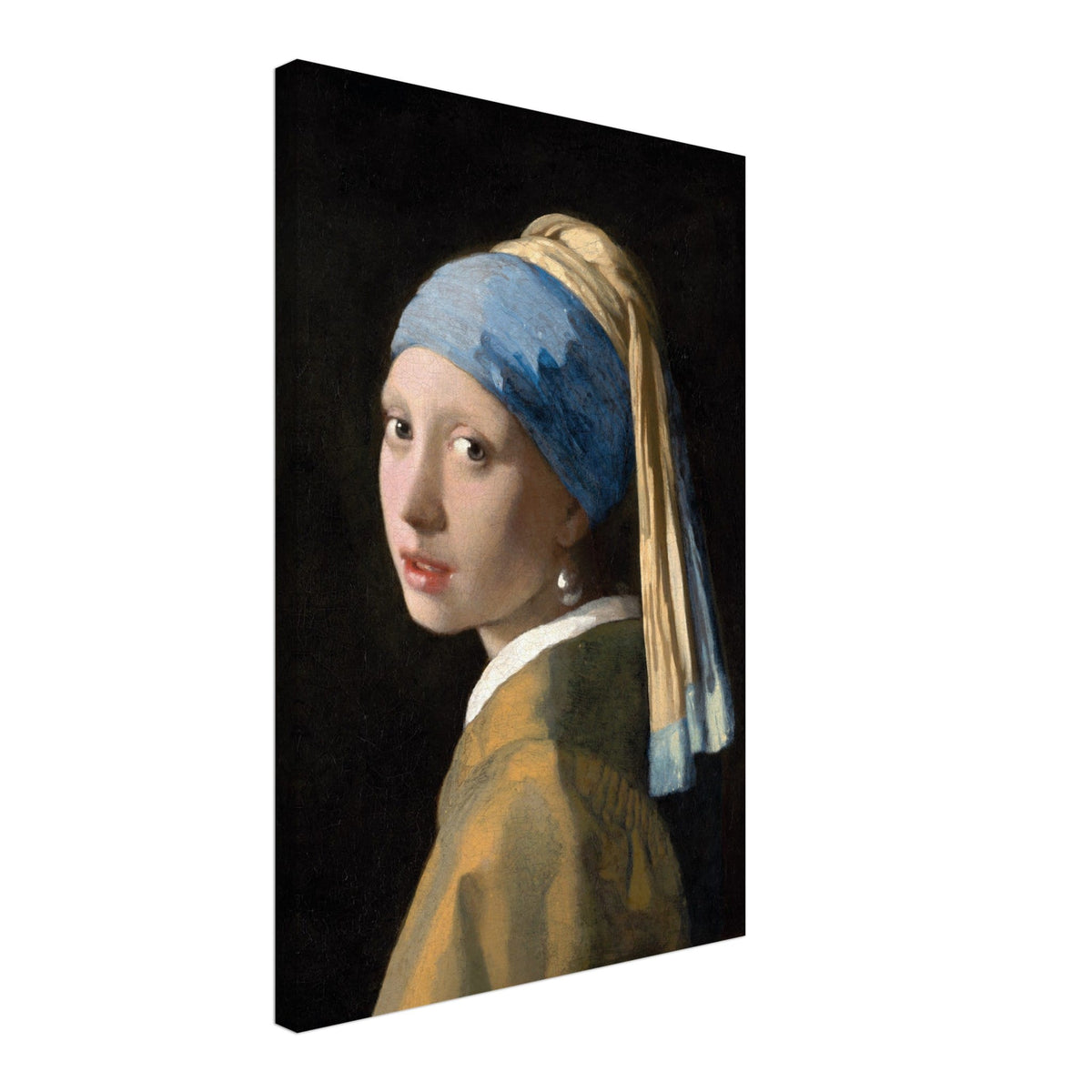 Artfulprints Canvas Johannes Vermeer – Meisje met de parel canvas - 40x60 cm - Blauw