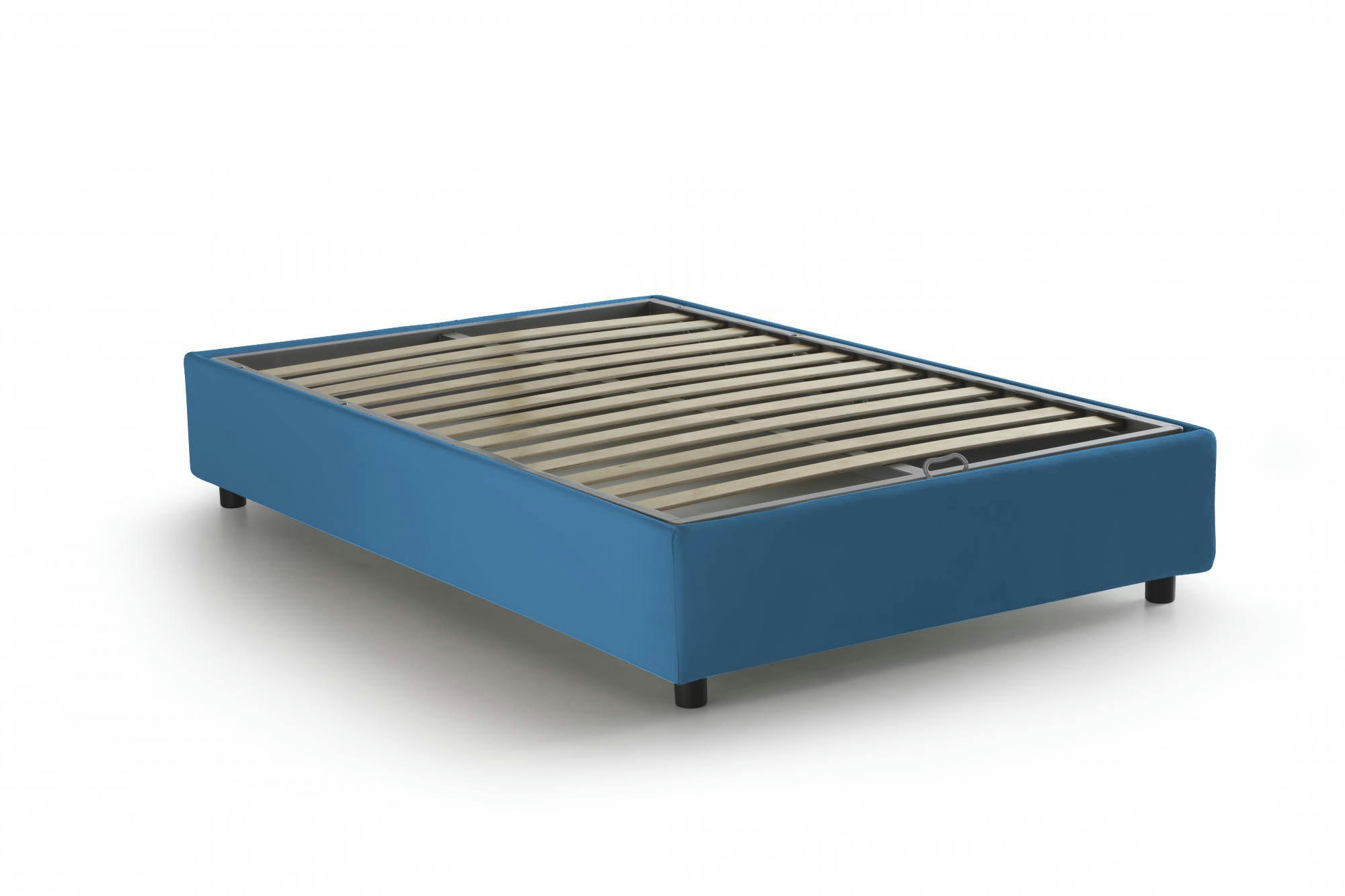 CHLOE - Lit coffre 140x200 cm en tissu bleu
