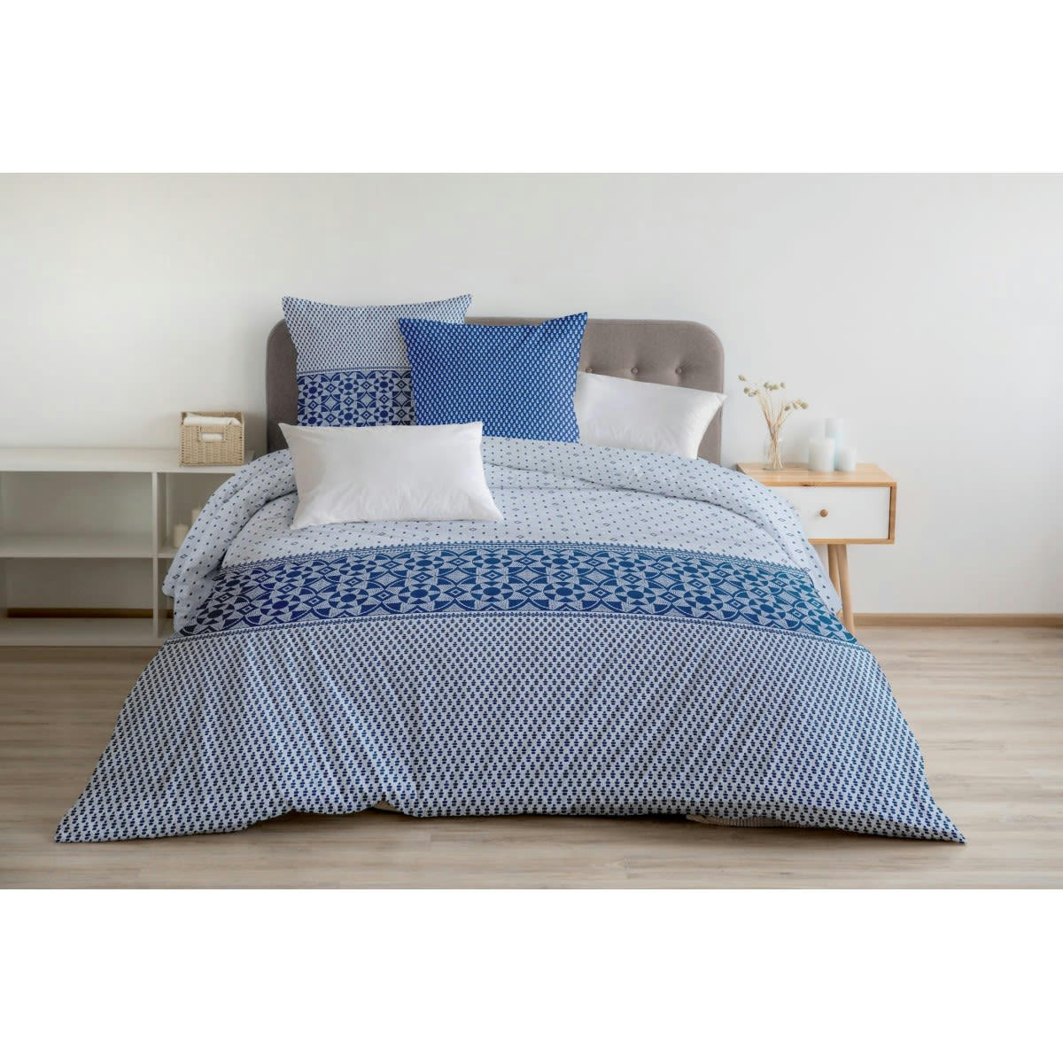 LA NUIT BERBERE - LA NUIT BERBERE Parure de couette 100% coton - Bleu - 240x260 cm